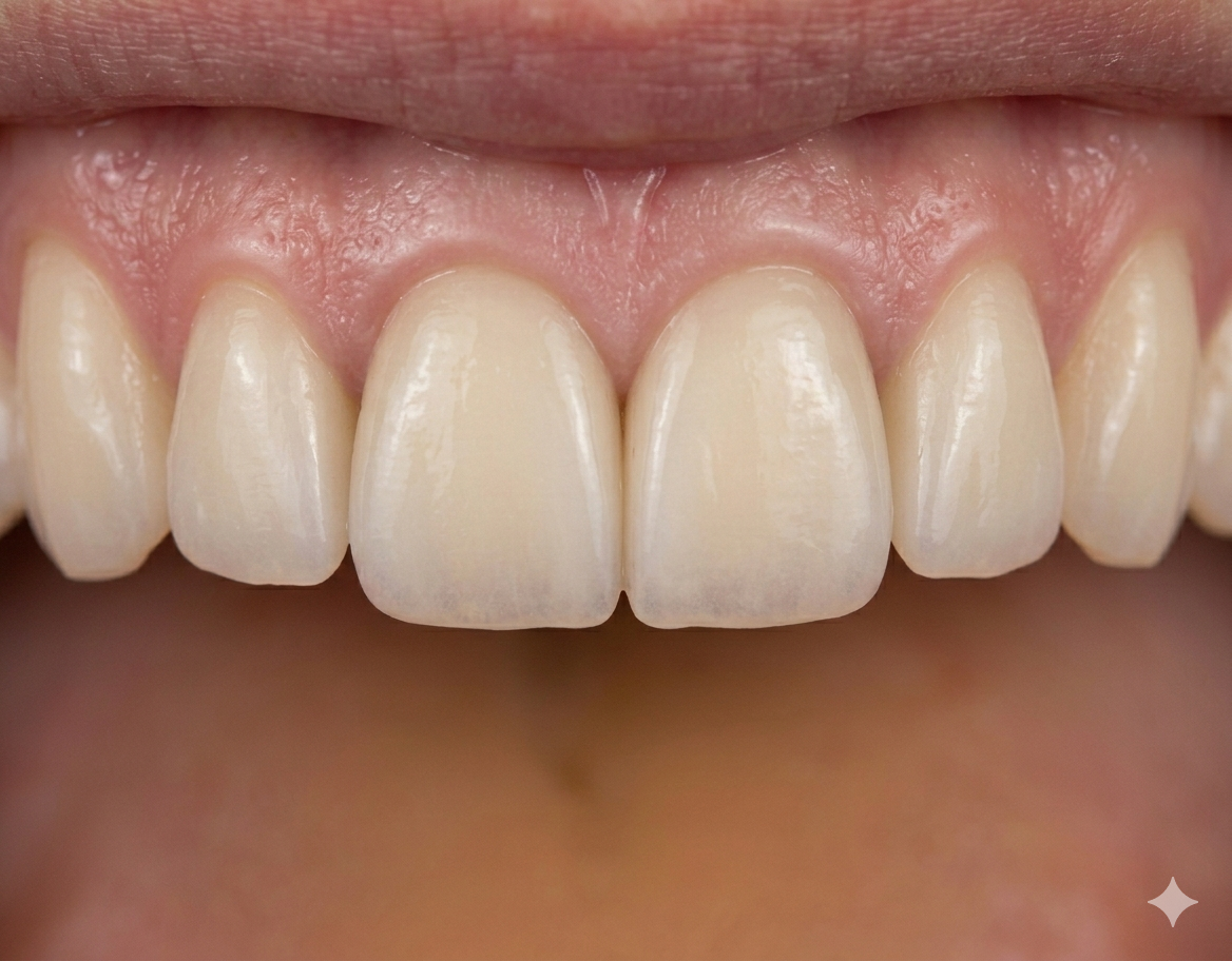 Patient after dental implant — natural-looking crown
